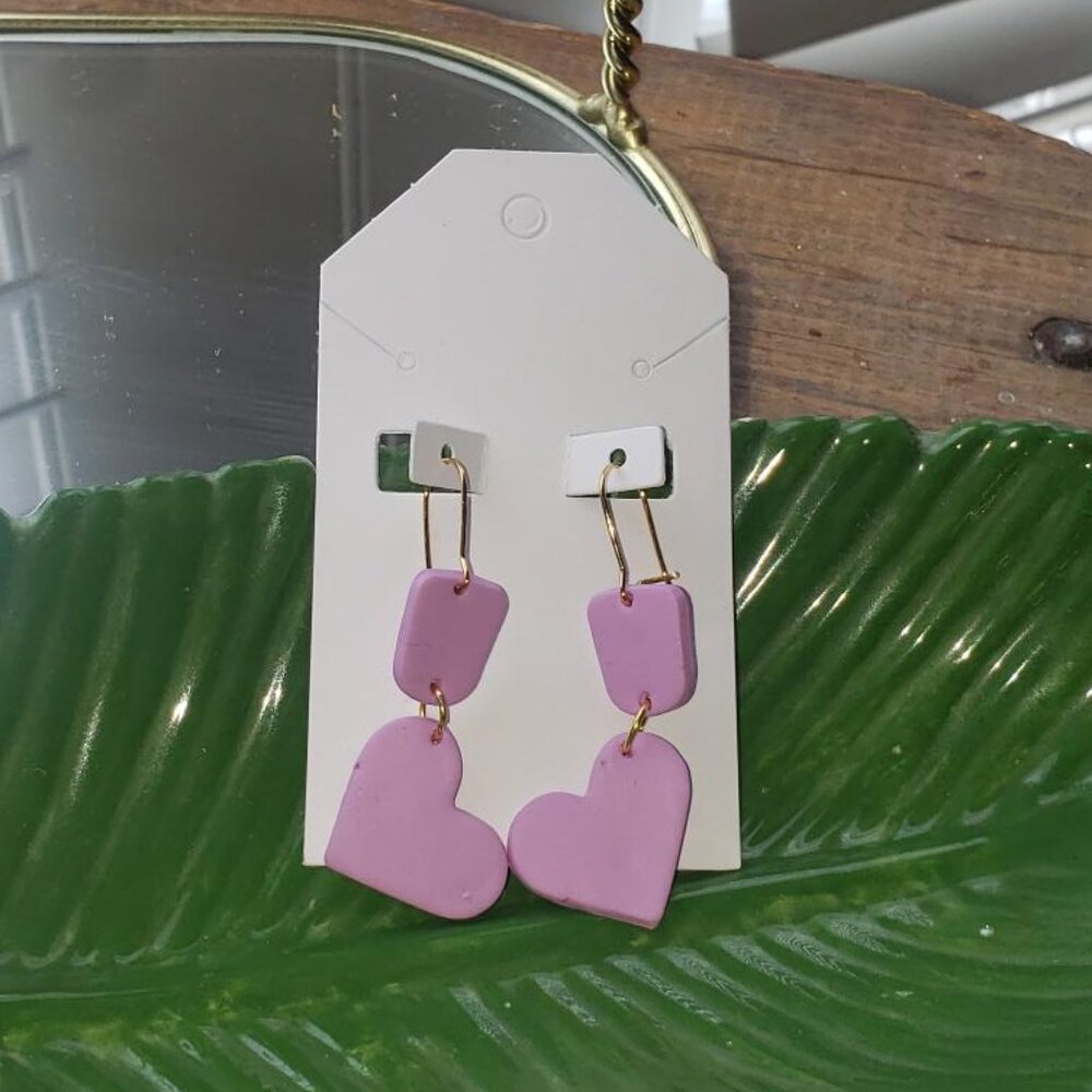 Light Pink Heart Dangle Earrings (Valentine's Day Collection)